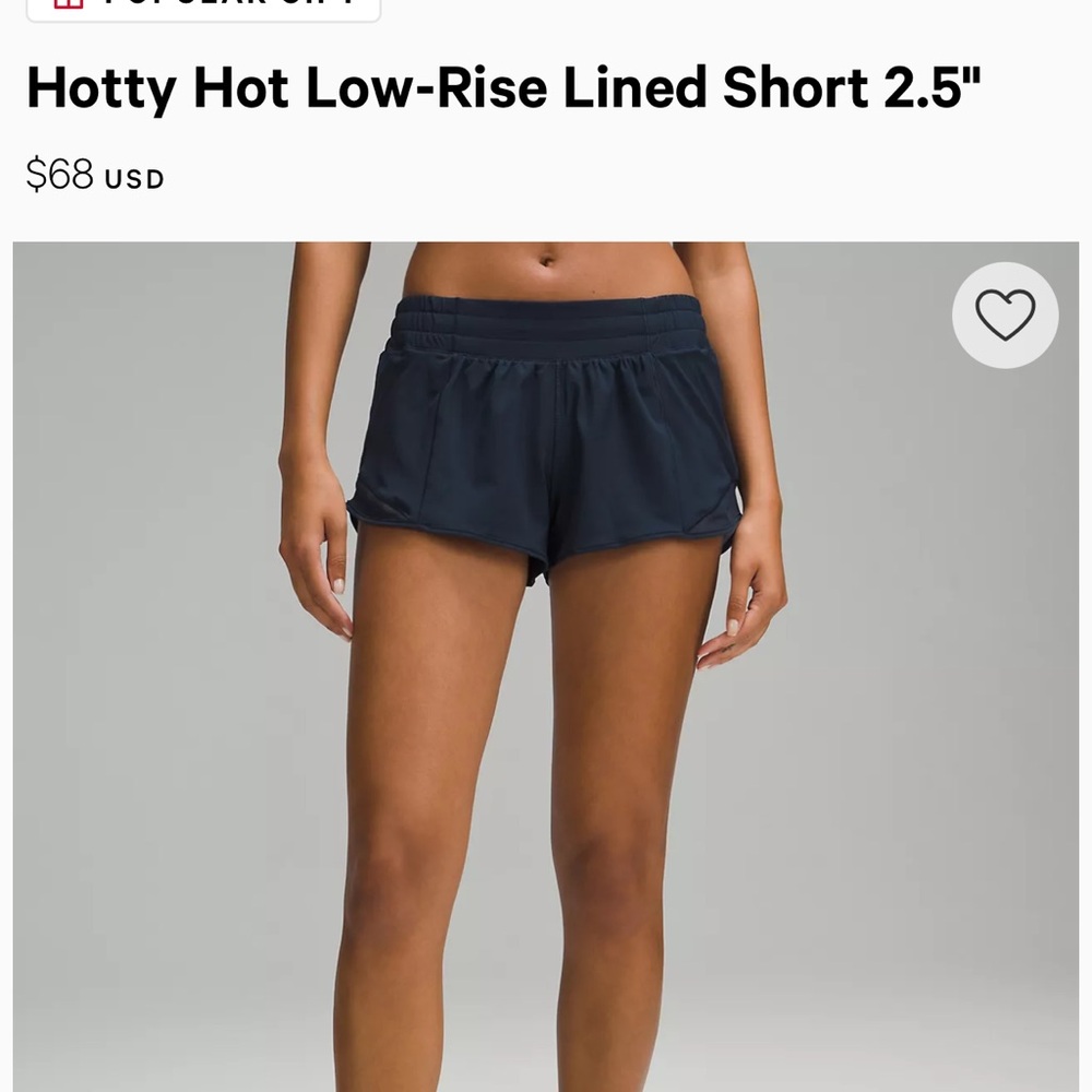 Lululemon Hotty-Hot Low-Rise Shorts 2.5 Size 4 in Navy